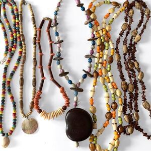 NOT FOR SALE Vintage Natural Shell Wood Bead Necklace Lot